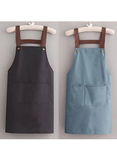 Buy 2pcs Waterproof Kitchen Cooking Apron Chef Aprons With Pocket in UAE