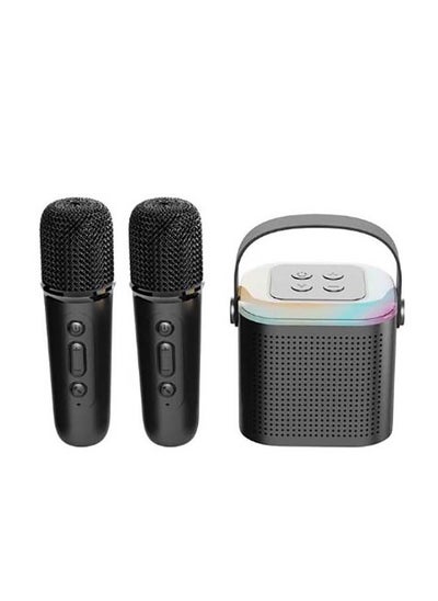 Buy Portable Bluetooth Karaoke Speaker with 2 Wireless Microphones for Home Enjoyment Party in Saudi Arabia