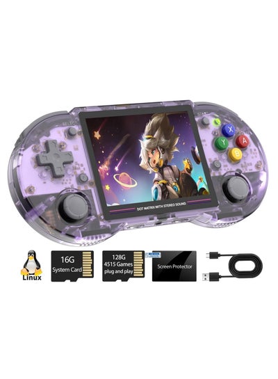 Buy RG353PS Retro Handheld Game Console, Single Linux System with RK3566 Chip, 3.5 Inch IPS Screen, Includes 128G TF Card with 4519 Preinstalled Games, Supports 5G WiFi and 4.2 Bluetooth (Transparent Purp in Saudi Arabia