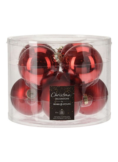 Buy 7-cm Christmas Balls, Red - Set of 8 in UAE