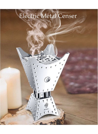 Buy Metal Electric Incense Burner Aromatherapy Decoration Style Electric Censer Silver in Saudi Arabia