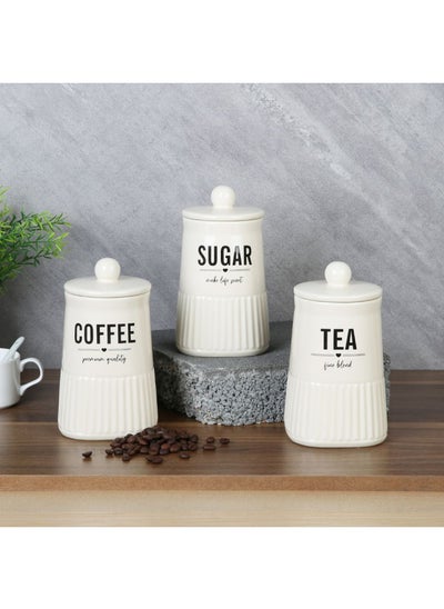 Buy Princess 3-Piece Ceramic Storage Jar Set With Silicon Ring , 3X850Ml, 10X10X17.5 Cm in UAE