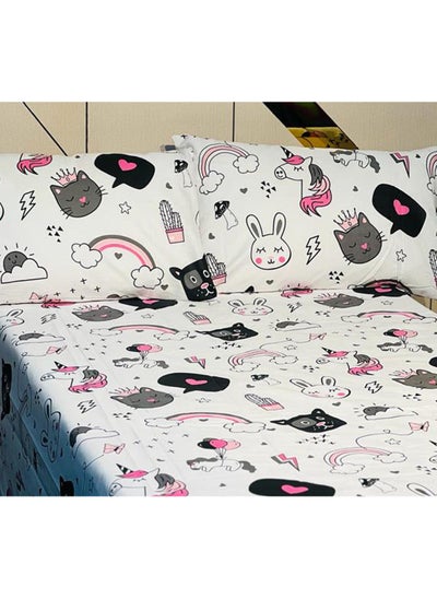 Buy Polycotton, Ally, King Size Sheet Set 3pcs, 1 Printed Flat Sheet 240x260cm, 2 Pillow Covers 50x75+20cm, Wider Pillow Flap, Soft Bedding & Pillowcases, Party Images (kids) in UAE