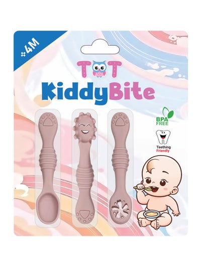 Buy TOT KiddyBite: Baby Silicon Spoons and Fork Set for Feeding in UAE