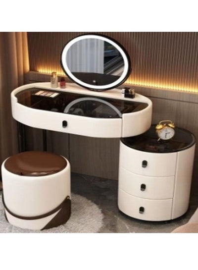 Buy Makeup Vanity Table Dressing Table Flip Mirror With Drawers And Chair 70 CM in UAE