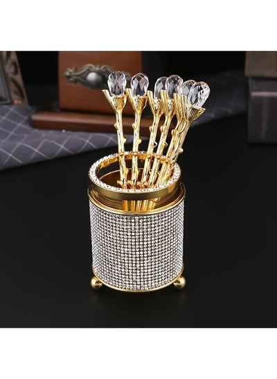 Buy 6 Pcs Stainless Steel European Style Coffee Spoon Set with a Storage Bucket in UAE