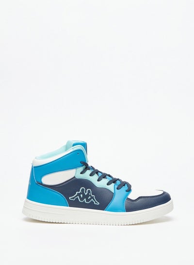 Buy Men's Logo Print High Cut Sneakers with Lace-Up Closure in UAE