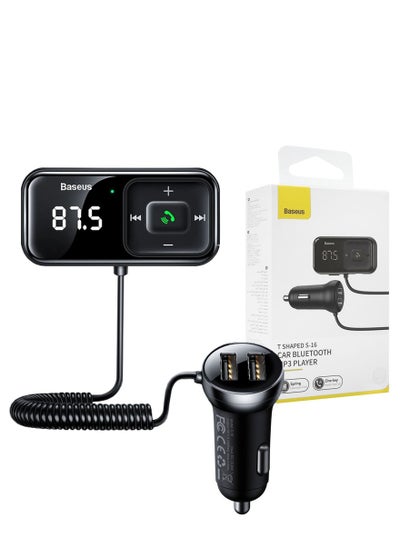 Buy Bluetooth FM Transmitter 5.0 Wireless Radio Adapter Car Kit with Dual USB Charging Car Charger MP3 Player Support TF Card & USB Disk Built-in Microphone in UAE