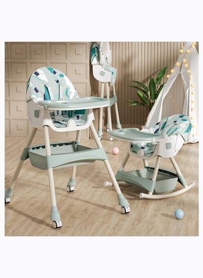 Buy Baby High Chair, Baby Dining Chair, Folding Baby Feeding Chair Toddler Chair, Baby High Chair for Eating, Children's Dining Chair Booster Seat with Wheels Dining Table Chair for Babies Kids (Green) in Saudi Arabia