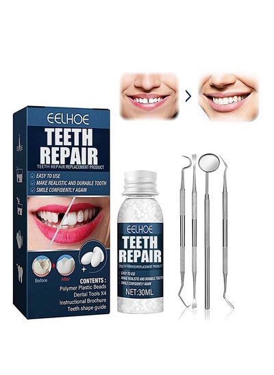 Buy Teeth Repair Kit,Tooth Repair Kit for Missing Teeth, Temporary Teeth Repair Kit, Moldable False Teeth Tooth Repair Granules, Temp Tooth Beads with 4 Dental Tools, Snap On Instant and Confident Smile in Saudi Arabia