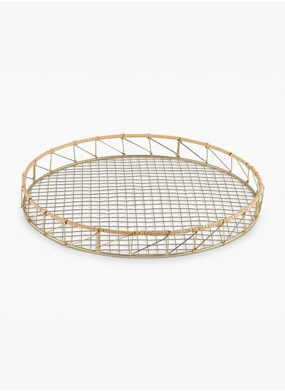 اشتري Round Tray- Natural and Gold في الامارات