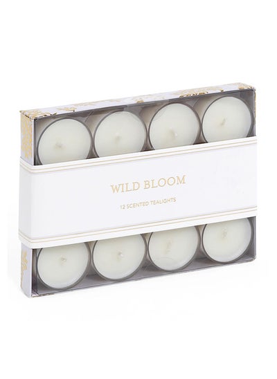 Buy 12-Piece Wild Bloom Tealight Candle Set, White in UAE