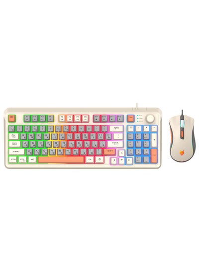 اشتري Russian Tri-color Backlit Computer ComboK820 Russian bee keyboard mouse suit K820 Russian bee keyboard mouse suit في السعودية