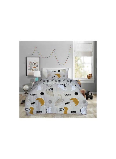 Buy Little Dino 2-piece  Comforter Set 135x220cm - Grey in UAE