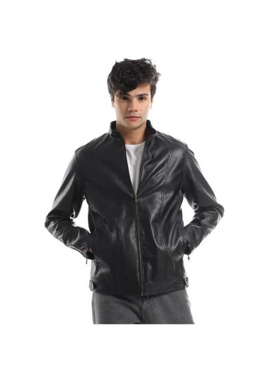 Buy Fur Padded Leather Jacket-Black in Egypt