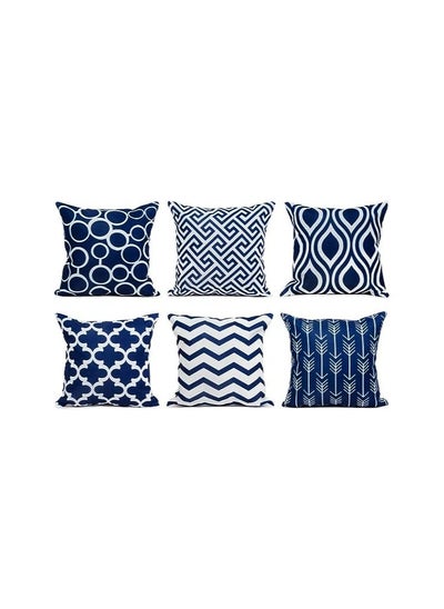 Buy Home Clearance Sale 100% Durable Canvas Square Decorative Throw Pillows Cushion Covers Pillowcases for Sofa 1 Set of 6,18×18 Inch-Navy in UAE