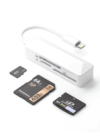 Buy Lightning SD Card Reader for iPhone - High-Speed Memory Adapter for iPhone 14/13/12/11/XS/XR/X/8/7/6/5 - Supports SD/TF/XD 128G 256G in UAE