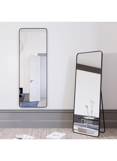 Buy Full Length Mirror Floor Mirror With Stand Large Bedroom Mirror Wall-Mounted Mirror Stand or Leaning Against Wall Aluminum Alloy Frame Dressing Mirror Standing Mirror Black in Saudi Arabia