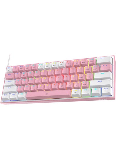 اشتري FIZZ K617 60% Mechanical Keyboard, Red Key Switches, Hot-Swappable, Detachable Type-C Cable, Pro Software Customizable RGB, Full Rollover 61-Keys, Gray/White في الامارات