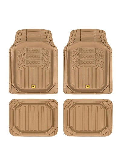 Buy 4-Piece Heavy Duty Deep Dish All Weather Total Protection Durable Rubber Floor Mat Beige 14.128 x 4.285 x 21.59 cm CAMT-9014-BG in Saudi Arabia