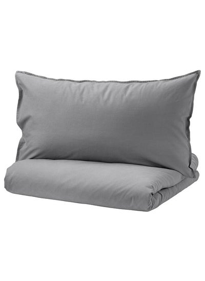 Buy Duvet Cover And Pillowcase Grey 150X200 And 50X80 Cm in Saudi Arabia