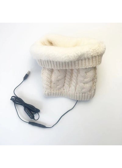 Buy USB Heated Neck Warmer Knitted Fleece Winter ScarfBeige White Beige White in UAE