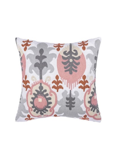 Buy 2-piece embroidered cushion cover (45x45 cm) without filler Pink in Saudi Arabia