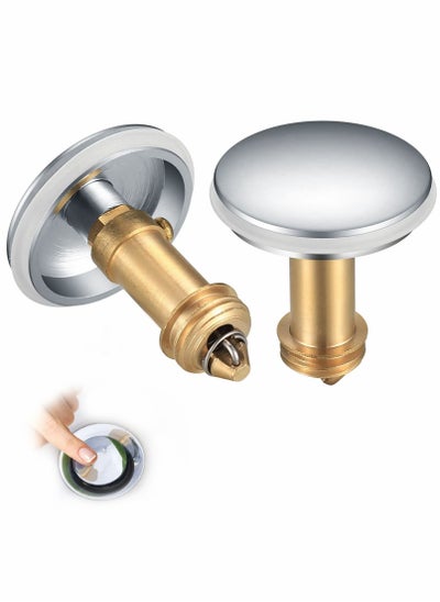 اشتري Pop Up Click Clack Sprung Plug Stopper, Brass Bathroom Wash Basin Sink Drain Waste Strainer Plugs Pop-up for Washbasin Kitchen 38mm（2 Pcs ） في الامارات