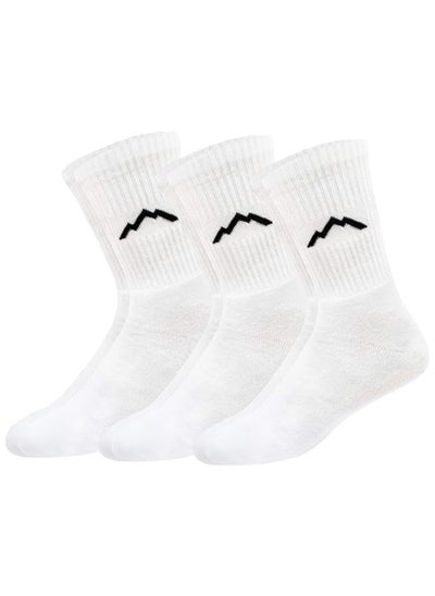 Buy Ranger Sport Men's Heavy Duty Cotton Crew Athletic Socks (Free Size, White)- Pack of 3 in UAE