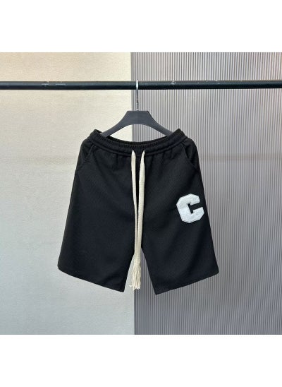 اشتري Casual Loose Fit Embroidered Shorts Black K50 في الامارات