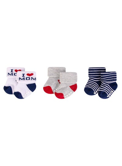 اشتري Baby Terry Socks With Non-Skid 3 Piece Navy Mum في الامارات