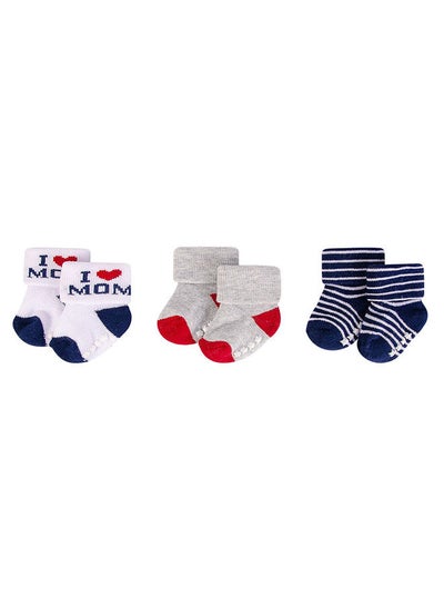 اشتري Baby Terry Socks With Non-Skid 3 Piece Navy Mum في الامارات