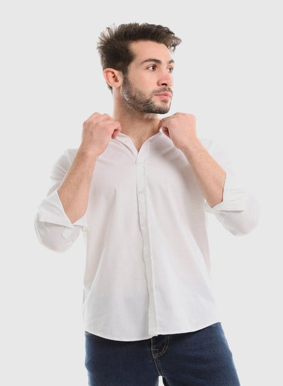 اشتري Plain White Buttoned Down Long Sleeves Shirt في مصر