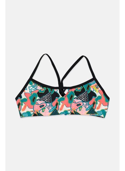 اشتري Women Graphic Print Bikini Top, Black and Pink Combo في السعودية