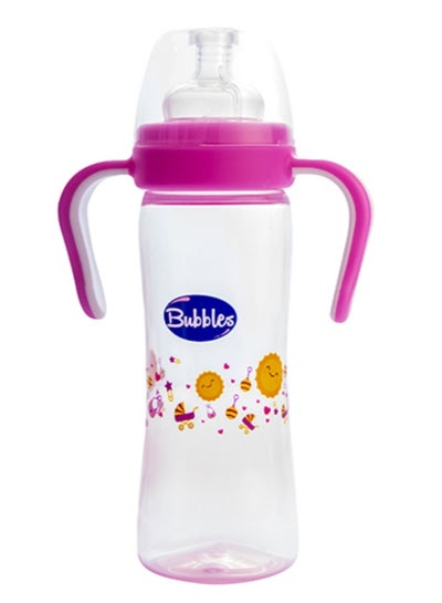 Buy Bubbles Classic Baby Bottle For Feeding With Handle Pink 270 Ml Multi Colors in Egypt