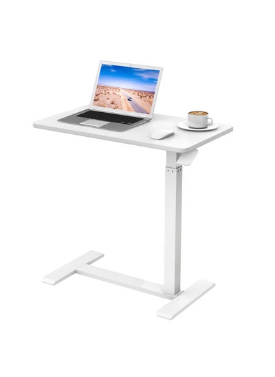 Buy Medical Adjustable Overbed Bedside Table with Wheels Pneumatic Mobile Standing Desk Laptop Desk Rolling Computer Cart Movable Table Hospital Home Use(27.6" W x 15.7" D, ) in UAE