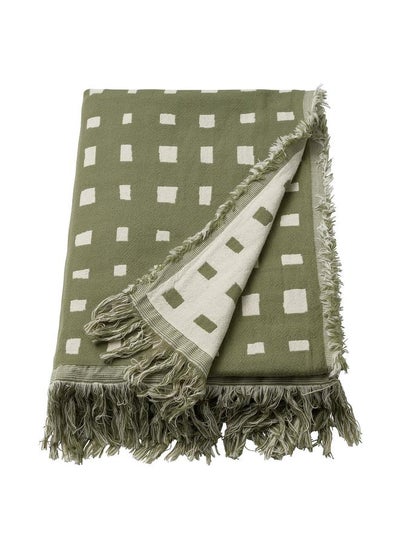 Buy Throw Grey Green/White 130X170 Cm in Saudi Arabia