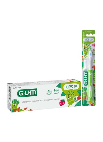 اشتري Gum Kids 3+yrs Toothpaste + Kids Toothbrush Value Pack, Assorted colors في الامارات