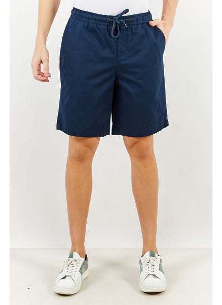 Buy Men Regular Fit Drawstring Solid Short, Navy Blue in UAE