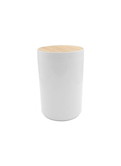 اشتري Athens Waste Bin With Bambo Lid 5l - White في الامارات