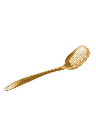 اشتري Stainless Steel Gold Serving Spoon With Hole 25 cm في الامارات