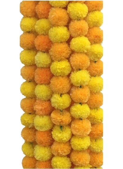 اشتري Pack of 5 artificial marigold garland string in yellow and light orange color في الامارات