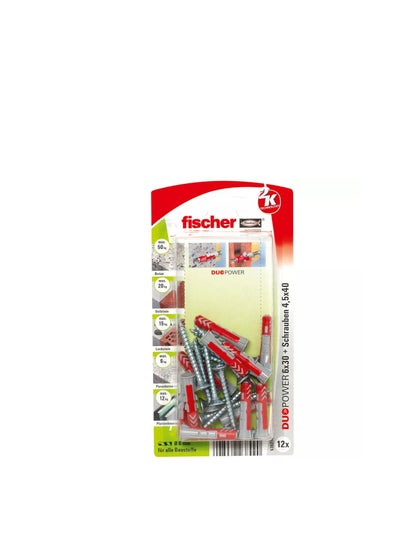 Buy Fischer Universal Plug 6 x 30mm + L Hook 6Pcs DUOPOWER 6X30 WH K NV in UAE