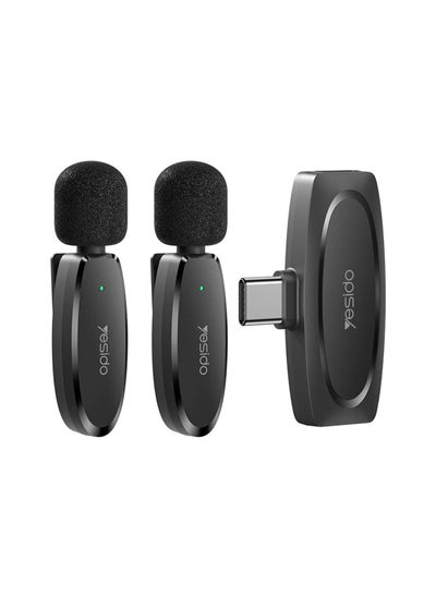 Buy Dual Wireless Microphone, Type-C Connector, Yesido KR13 Black in Egypt