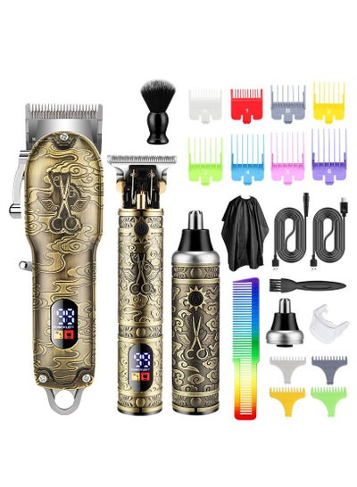 Buy Upgrade Hair Clippers Kit for Men Professional Barber Clippers Hair Trimmer Ear Nose Trimmer Set Barber Supplies for Mens Grooming Kit Accessories with LED Display Gifts for Men in Saudi Arabia