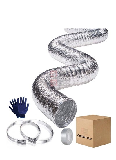 Buy RACO Aluminum Duct Flexible Hose Dryer Vent Hose for Air Ducting with Gloves, Tape and 2 Clamps (10 inch) in UAE