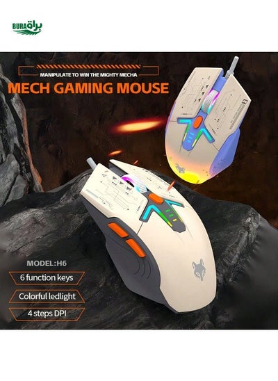 Buy Silver Fox H6 Tricolor Mechanical Gaming Mouse, Wired, Futuristic Design For Gaming, Home And Office Use in Saudi Arabia