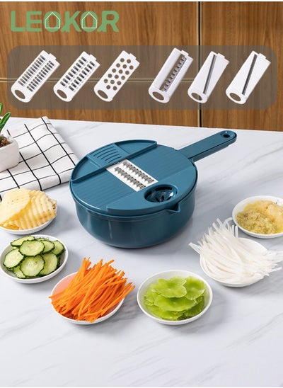 اشتري 12 In 1 Multifunction Food Chopper Vegetable Slicer with Container Dicing Machine Food Slicer في السعودية