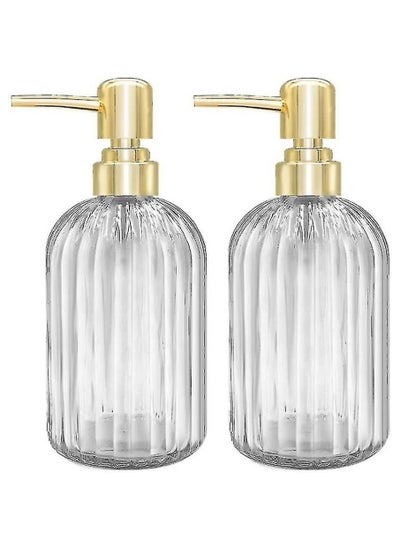 اشتري 2PACK 18 Oz Glass Soap Dispenser with Rust Proof Stainless Steel Pump, Home Appliances Accessories Soap Dispenser في الامارات