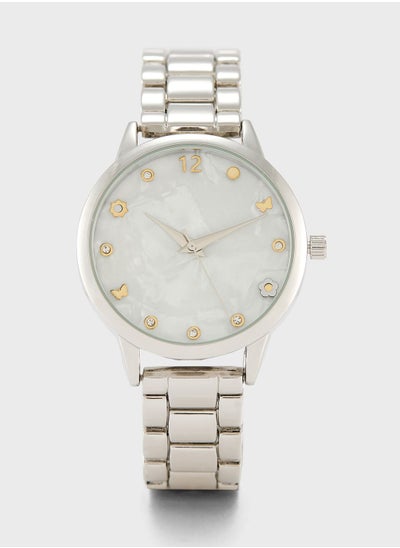 Buy Floral Dial Metal Strap Analogue Watch in UAE